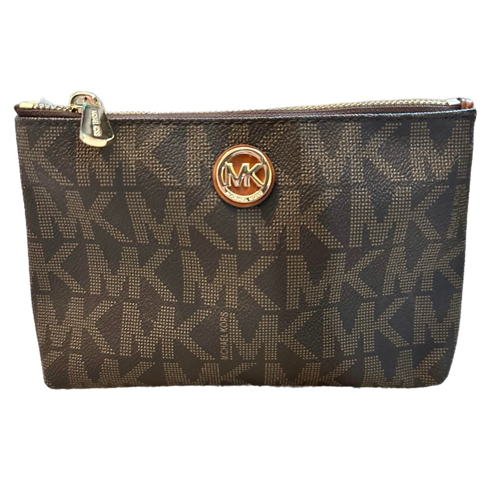 Michael Kors Dark Brown Monogram Clutch